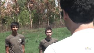 Gay Twinks in Military Uniform Fuck on the Instruction Field 1