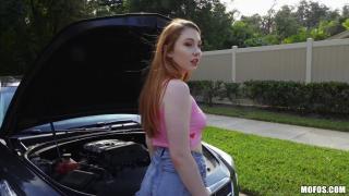 MOFOS - Redhead Arietta Adams Car Breaks Down. Big Cock comes to the Rescue 1