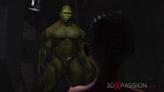 She Gets Fucked by a Big Green Monster 1