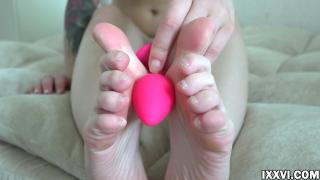 Rebecca Rainbow Plays Feet with a Small Sex Toy 11