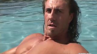 Muscular Guy Reno Blows a Big Load Jerking off in the Pool - HandyMan 6