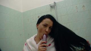 Hot Brunette in her Bathroom Plays with the Toy 2