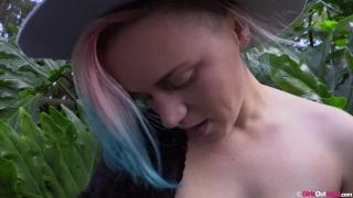 Busty Hairy Amateur Lilium Fucks her Pussy and Ass with Toys Outdoors 3