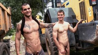 OUT IN PUBLIC - Diego & James Bump Uglies Outdoors on Top of Bulldozer! 1