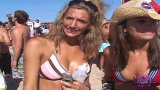 Smoking Hot Coeds Flash Tits & Party with Sexy Bikinis on 4