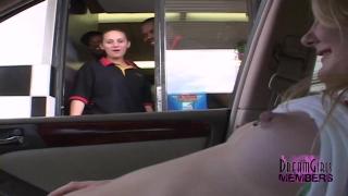 Crazy! Public Flasher Gets Fast Food Worker to Flash Too! 4