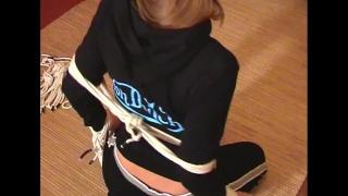 HOLLY BEAU IN JOGGING BOTTOMS & TOP BAREFOOT TIED ON FLOOR & BALLGAGGED 1