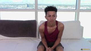 Skinny Black Teen is Nervous for his first Big White Cock on the Casting Couch 4