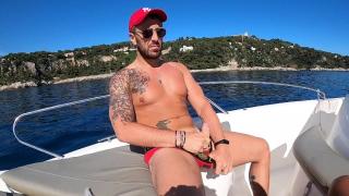 Mathieu Ferhati Lets his Big Cock get some Air on a Boat off the French Riviera 1