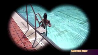 Stalker Watches German Tattoo MILF with Glasses and Big Tits Swimming and Fucking her 1