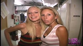 Two Hot Blonde Club Flashers make out Night 9