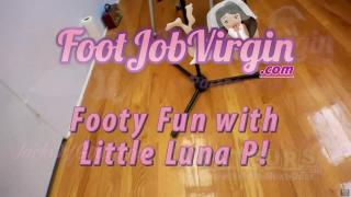 FootJobVirgin little Luna Footjob and Lelo Clit-Sucker Toy Try1 1