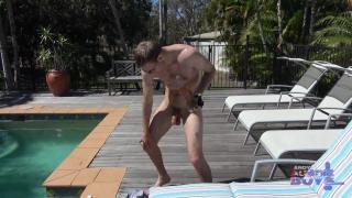 Australian Beach Paradise - Nick Strips Buck Naked in Public then Cum Splatters himself 4