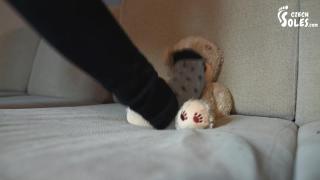 Foot Smothering and Trampling Teddy Bear (czech Soles, Foot Domination, Femdom, Bare Feet) 1