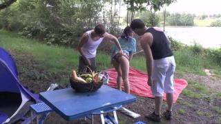 Brunette Latina Teen Double Penetration and Deep Throat during Camping Trip 1