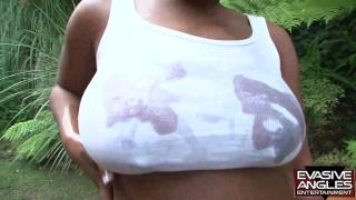 EVASIVE ANGLES Pure is Outdoors, Lifting up her Shirt, to Flash her Big Tits and the Bubble Butt 2