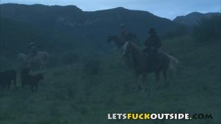 Let's Fuck outside - Cowboy Fuck her Cowgirl next to Campire 3