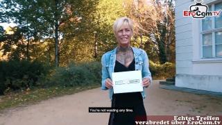 Tattooed German MILF with Short Blond Hair and Blue Eyes Picked up in the Park 2