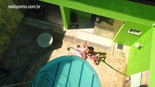 Amazing Videos made with DRONE in São Paulo Catches Couple Fucking in the Garden next to the Pool 8