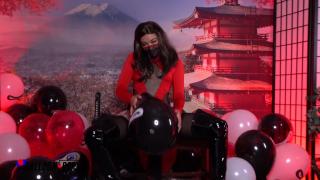 Asian Mulan Princess Humps & Destroys NINJA Balloons - Amateur Boxxx 2
