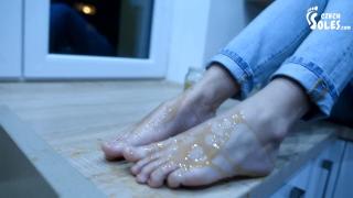 Bare Feet in Honey, a Foot Fetish Yummy POV! (pov Foot Worship, Foot Licking, Bare Feet, Sexy Soles) 10