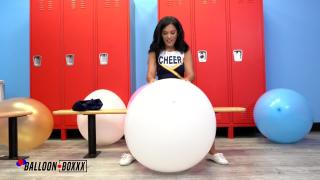 Cheerleader Alina Belle Bounces & Fucks Ballloons in the Locker Room - Balloon Boxxx 5