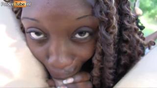 Ebony Teen with Perky Small Tits Fucks a Big Dick POV in Public and Gets Cum on her Big Ass 8