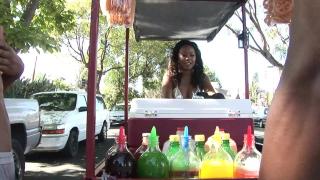 Ebony Teen Street Vendor Victoria Spreads Legs for Monster Cock 1