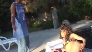 Black Busty MILF Rides a Huge Black Dick on the Poolside 1