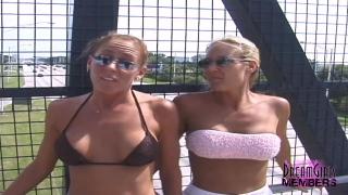 Risky Public Flashing with two Big Tit BFF's 9