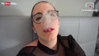 MyDirtyHobby - Curvy Brunette with Huge Tits gives her Fan a Smoking Blowjob and Facialized POV 2