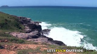 Let's Fuck outside - Babes Fuck on the Rock & get Caught 3