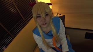 【hentai Cosplay】 Cute School Uniform Cosgirl gives Hot Blow Job and make him Finished by her Hand! 3