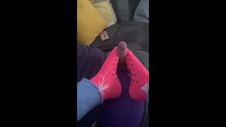 Amateur Sock Job Foot Job with Cum into Socks and Wearing them after Runnerbean87 1