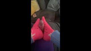 Amateur Sock Job Foot Job with Cum into Socks and Wearing them after Runnerbean87 2