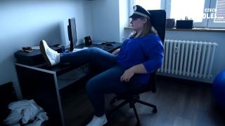Lazy BBW Police Woman's Smelly Socks and Feet (big Feet, Socks, Bare Feet, Worn Socks, Police Feet) 2