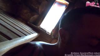 Normal German Slut with Tattooed Body Fucks Secretly in a Public Sauna 10