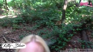 Willing Blonde Blowjob Bitch Sucks a Cock POV in the Forest and Gets a Cumshot in the Mouth 2