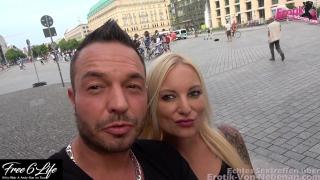 Public Blowjob of Thin German Blonde before Hot POV Outdoor Sex in the Park