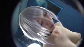 【hentai Cosplay】Japanese Cosgirl with Big Boobs and Silver Hair gives a Hot Handjob! 11