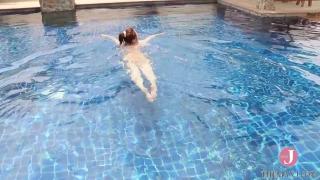 Cute Japanese GF in Sexy Bikini Dips her Tight Body in Pool 8