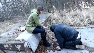 Walking the Doggy in the Cold - Boots Worship (femdom, Footdom, Boots Licking, Foot Slave on Leash) 11