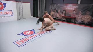 Lydia Black in Mixed Nude Wrestling Fight against Muscular Nathan Bronson and Fucked 5