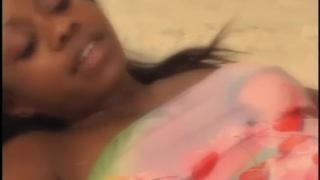 Young Ebony Beach Model Spreads her Legs and Gets Licked and Fucked by a Lucky Guy 4