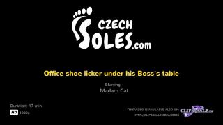 Office Shoe Licker under his Boss's Table (shoe Worship, High Heels, Foot Worship, BIG Office Feet) 1
