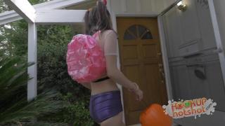 Cute Trick-or-treater Ariel Grace Gets Fucked Hard and Cum Faced by Date 1