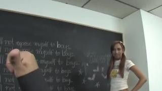 Skinny Janitor Fucks Barley Legal Petite Student with Tight Pussy and Facialed her Cute Face 1