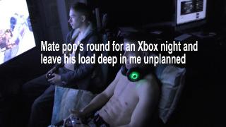 3 UK Lads Playing Xbox Unplanned Breeding Creampie 1