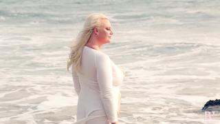 BBW with Pierced Nipples and Clit Teasing Ginger Pussy at the Beach Featuring Cameron Skye 2