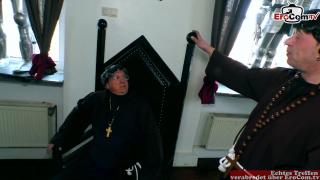 Priest Fucks Mature Blonde German Cleaning Lady in Church in Dirty Role Play 1